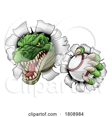 Crocodile Dinosaur Alligator Baseball Sport Mascot by AtStockIllustration