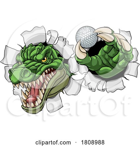 Crocodile Dinosaur Alligator Golf Sports Mascot by AtStockIllustration