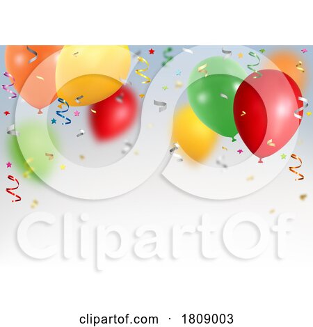 Colorful Confetti and Party Balloon Background by dero