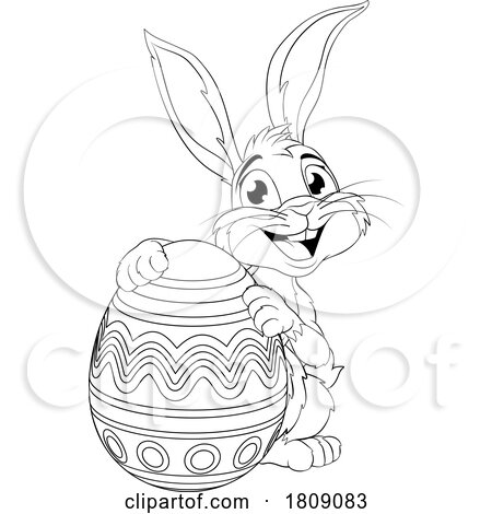 Easter Bunny and Chocolate Egg Rabbit Cartoon by AtStockIllustration