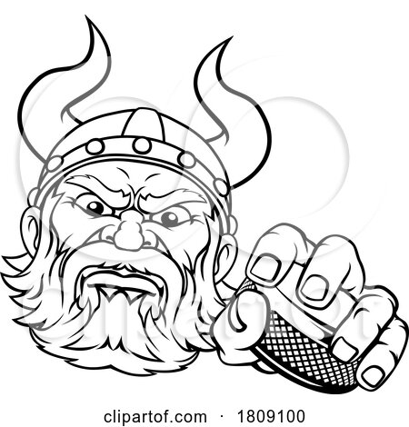 Viking Ice Hockey Sports Mascot Cartoon by AtStockIllustration