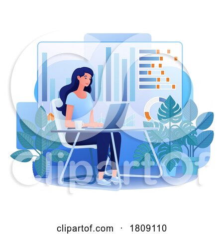 Woman Laptop Market Stock Finance Illustration by AtStockIllustration