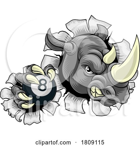 Rhino Rhinoceros Pool Cartoon Sports Mascot by AtStockIllustration