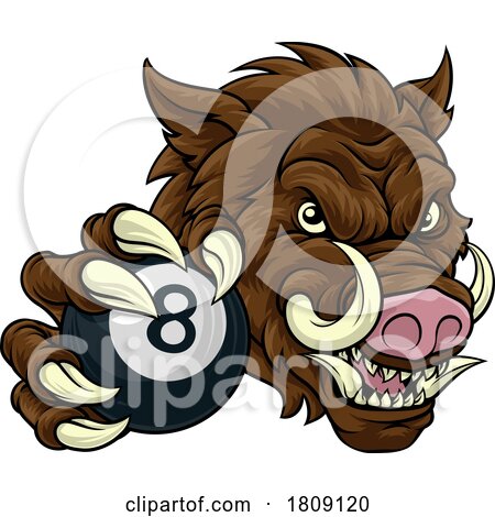 Boar Wild Hog Razorback Warthog Pig Pool Mascot by AtStockIllustration