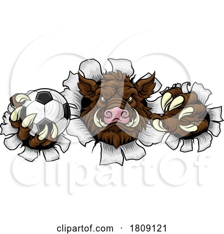 Boar Wild Hog Razorback Warthog Pig Soccer Mascot by AtStockIllustration