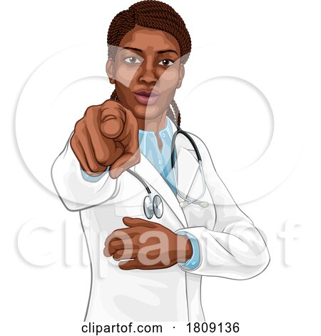Black Woman Medical Doctor Needs You Pointing by AtStockIllustration