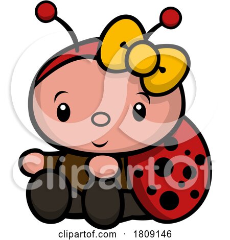 Cartoon Cute Ladybug Wearing a Bow by dero