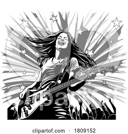 Female Guitarist Musician and Concert Fans by dero