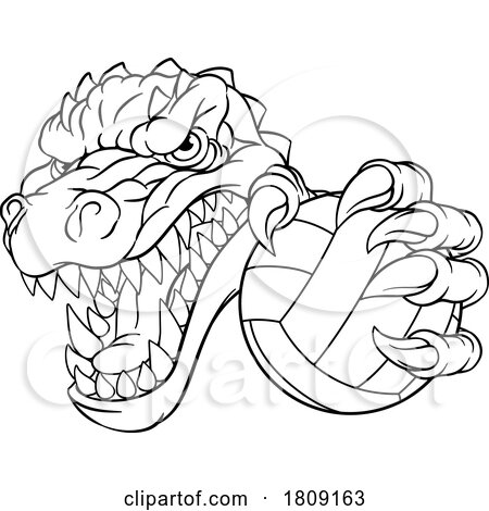 Alligator Crocodile Dinosaur Volleyball Mascot by AtStockIllustration