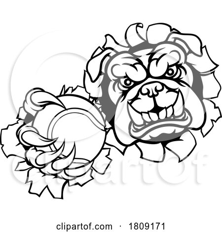 Bulldog Dog Animal Tennis Ball Sports Mascot by AtStockIllustration