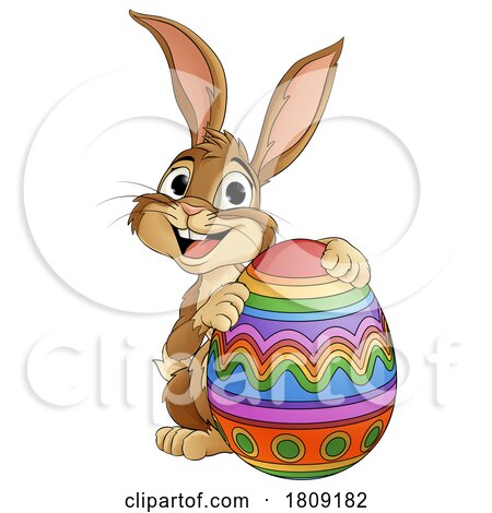 Easter Bunny and Chocolate Egg Rabbit Cartoon by AtStockIllustration