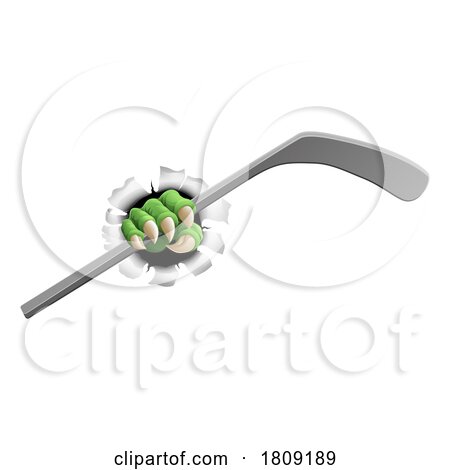 Ice Hockey Stick Claw Cartoon Monster Animal Hand by AtStockIllustration