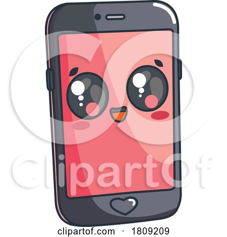Cartoon Chibi Smartphone with a Heart Button by yayayoyo
