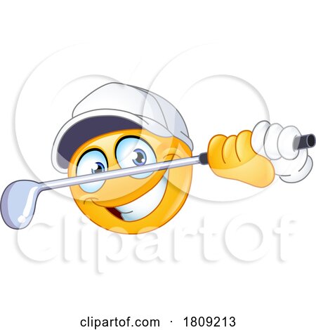 Cartoon Emoticon Golfer Holding a Club by yayayoyo