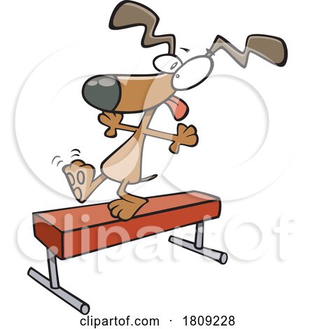 Clipart Cartoon of a Dog on a Balance Beam by toonaday