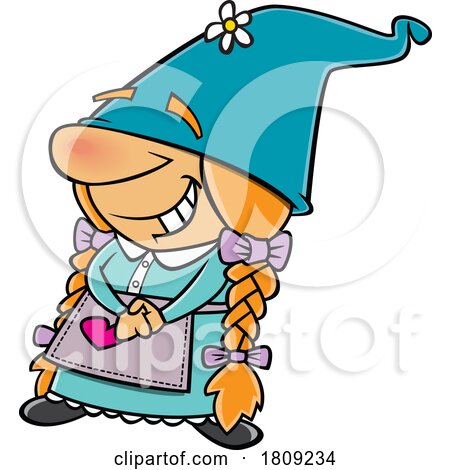 Clipart Cartoon of a Happy Lady Gnome by toonaday