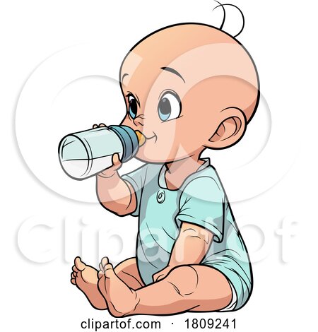 Cartoon Baby Sitting and Drinking from a Bottle by dero
