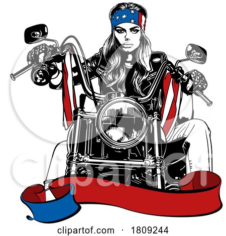 American Biker Chick with a Banner by dero