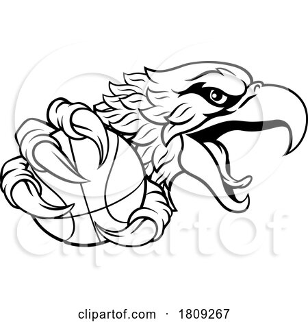 Eagle Hawk Basketball Ball Cartoon Team Mascot by AtStockIllustration