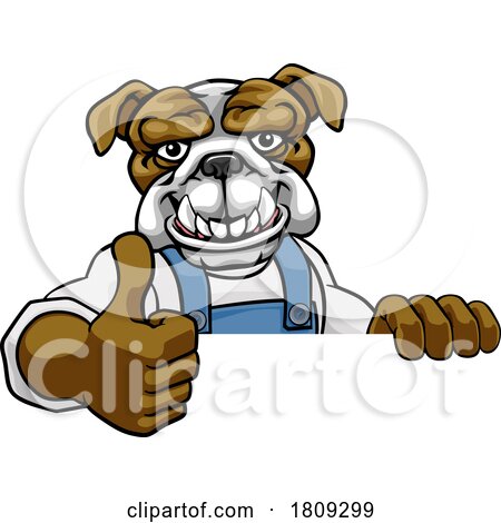 Bulldog Mascot Decorator Gardener Handyman Worker by AtStockIllustration