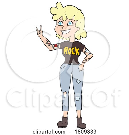 Cartoon Blond Woman in a Rock Tee Shirt by lineartestpilot