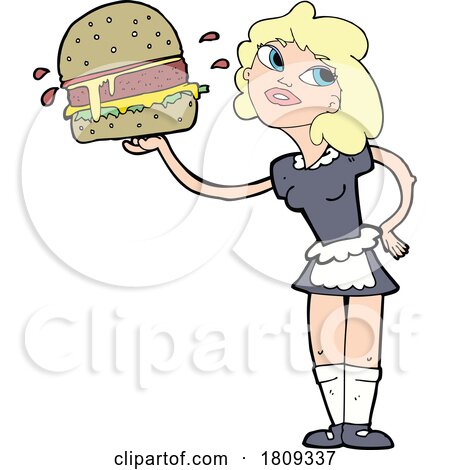 Cartoon Blond Woman Waitress by lineartestpilot