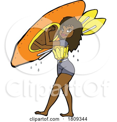Cartoon Black Woman Carrying a Canoe by lineartestpilot