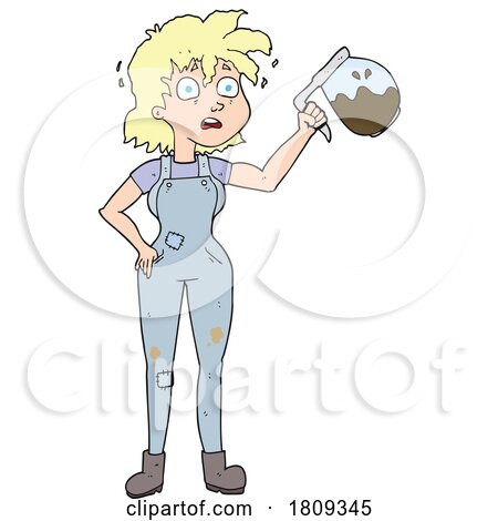 Cartoon Handy Woman with Caffeine Jitters by lineartestpilot