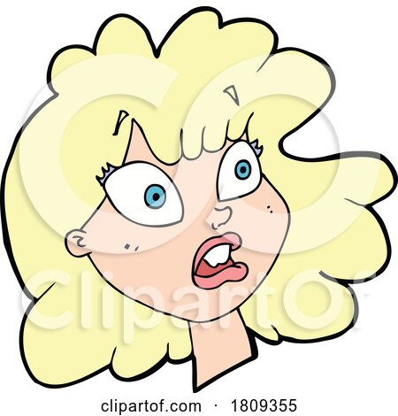 Cartoon Shocked Blond Womans Face by lineartestpilot