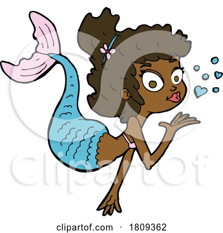 Cartoon Black Mermaid by lineartestpilot