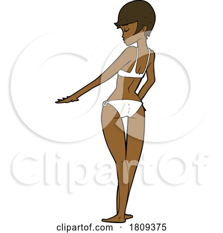 Cartoon Black Woman Swimsuit or Lingerie Model by lineartestpilot