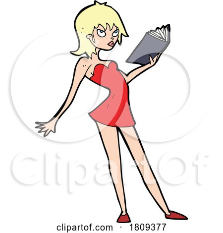 Cartoon Blond Woman Reading by lineartestpilot