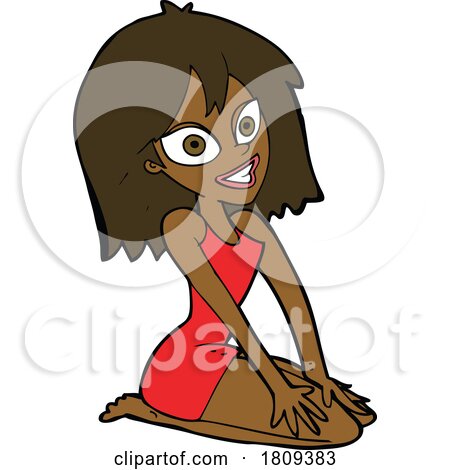 Cartoon Black Woman in a Dress by lineartestpilot