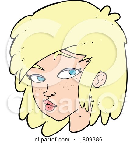 Cartoon Blond Womans Face by lineartestpilot