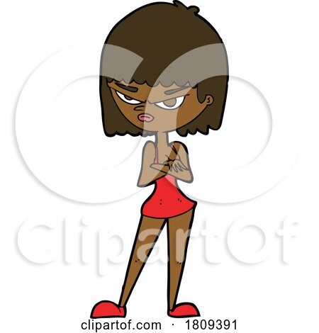 Cartoon Black Woman in a Dress by lineartestpilot