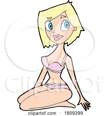 Cartoon Blond Woman Modeling a Bikini by lineartestpilot