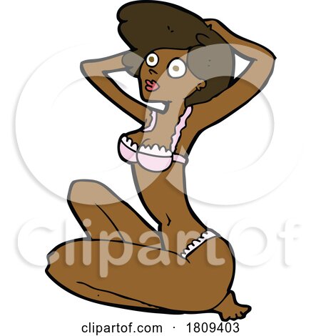 Cartoon Black Woman Swimsuit or Lingerie Model by lineartestpilot