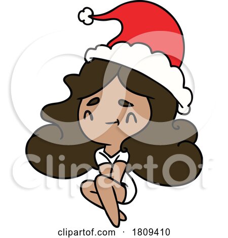 Cartoon Pretty Christmas Woman or Girl by lineartestpilot