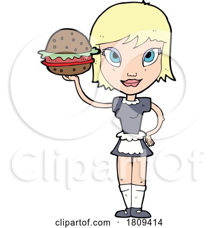 Cartoon Blond Woman Waitress by lineartestpilot
