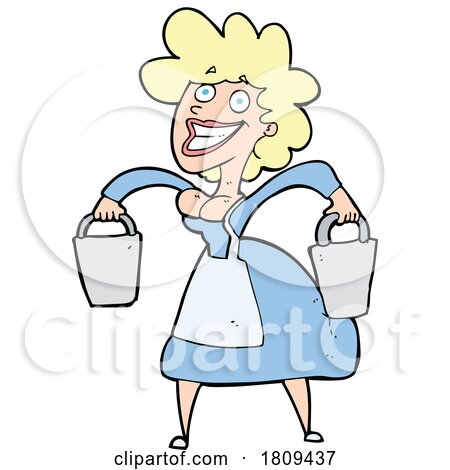 Cartoon Blond Woman Carrying Buckets by lineartestpilot