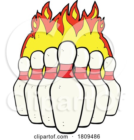 Cartoon flaming skittles or bowling pins by lineartestpilot