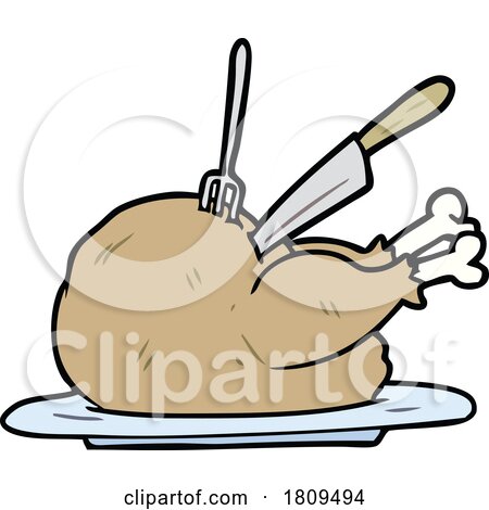 cartoon roasted turkey by lineartestpilot