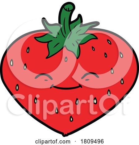 Cartoon Happy Strawberry by lineartestpilot