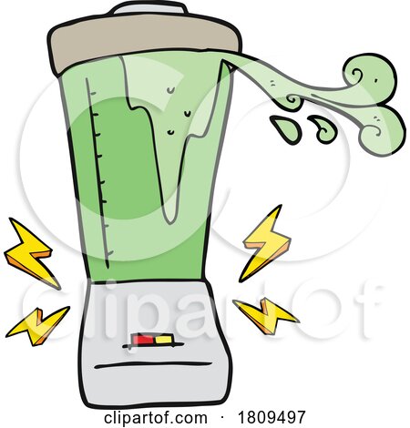 cartoon crazy blender making a green smoothie by lineartestpilot