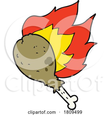 Cartoon Flaming Chicken Leg by lineartestpilot