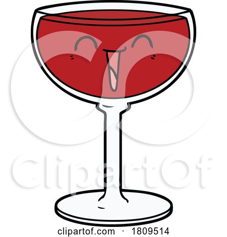 Cartoon Happy Glass of Red Wine by lineartestpilot