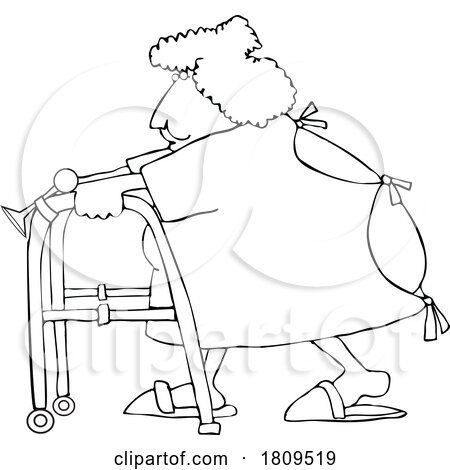 Lady Using a Walker and Wearing an Open Backed Hospital Gown by djart