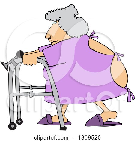 Lady Using a Walker and Wearing an Open Backed Hospital Gown by djart