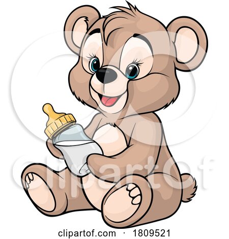 Cartoon Cute Bear Cub with a Bottle by dero