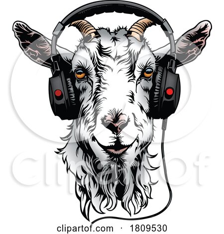 Cool Goat Wearing Headphones by dero